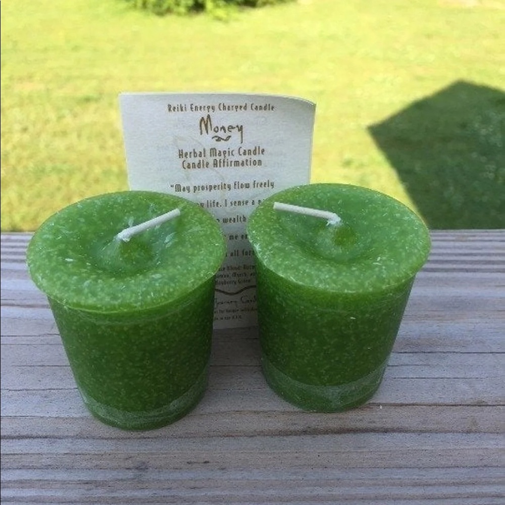 Money Reiki crystal journey natural candle 2 pack - Picture 4 of 4